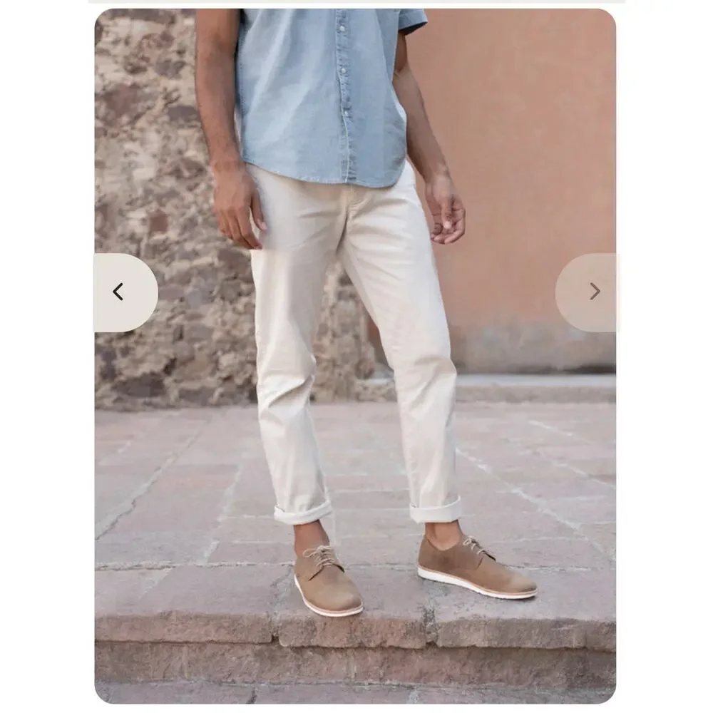 NISOLO Mens Tan Suede Lightweight Derby Shoes Lace Up Casual Dress Shoes Size 9
